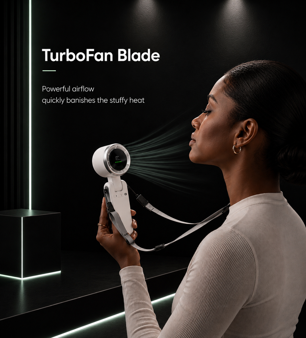 Handheld Folding Fan - LED Display- 5 Level Speed- Type C