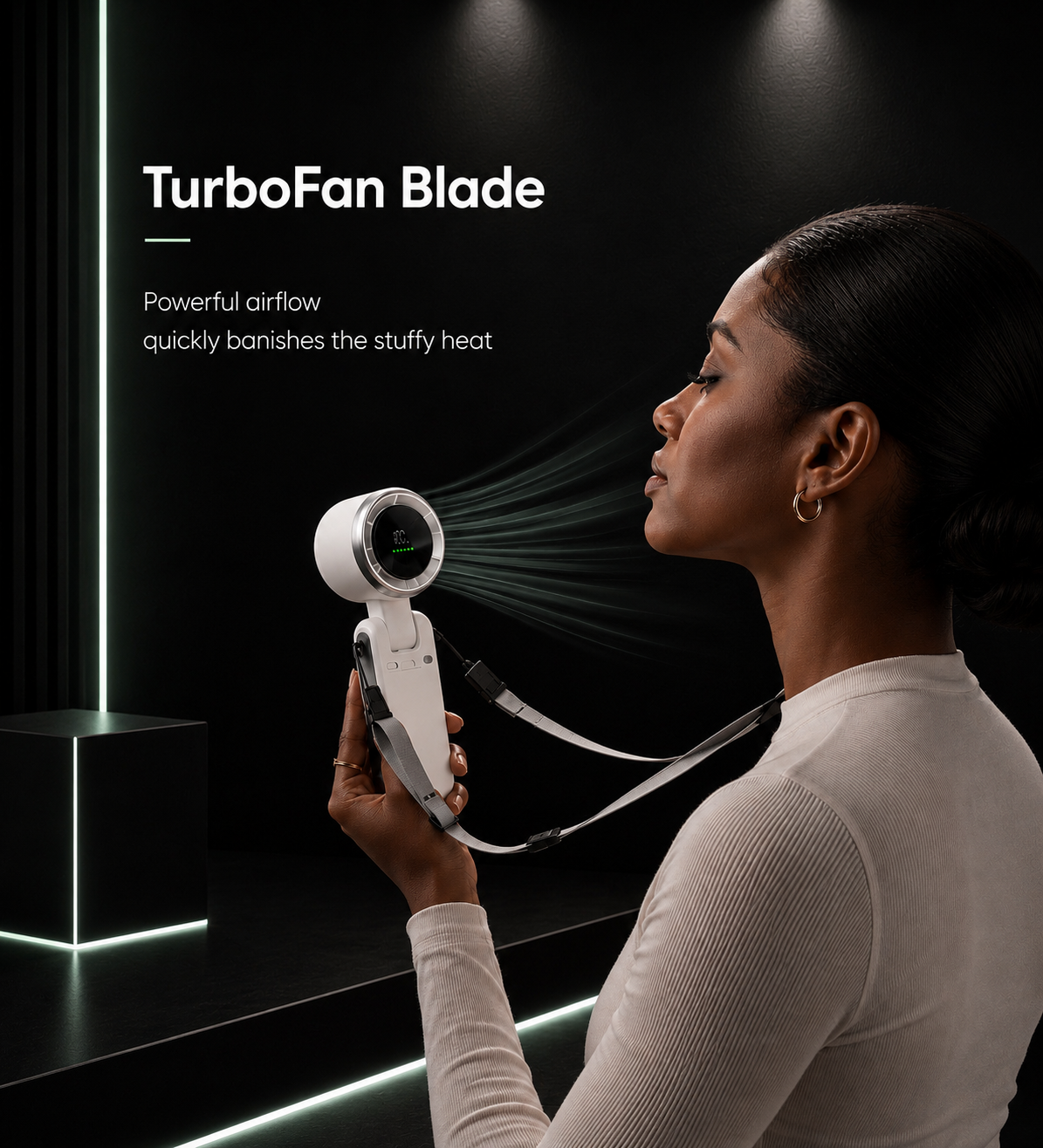 Handheld Folding Fan - LED Display- 5 Level Speed- Type C